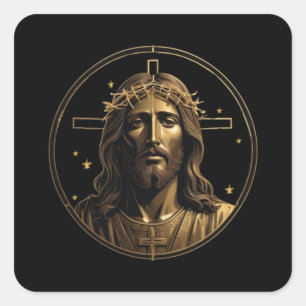 Jesus Gold 1 Square Sticker