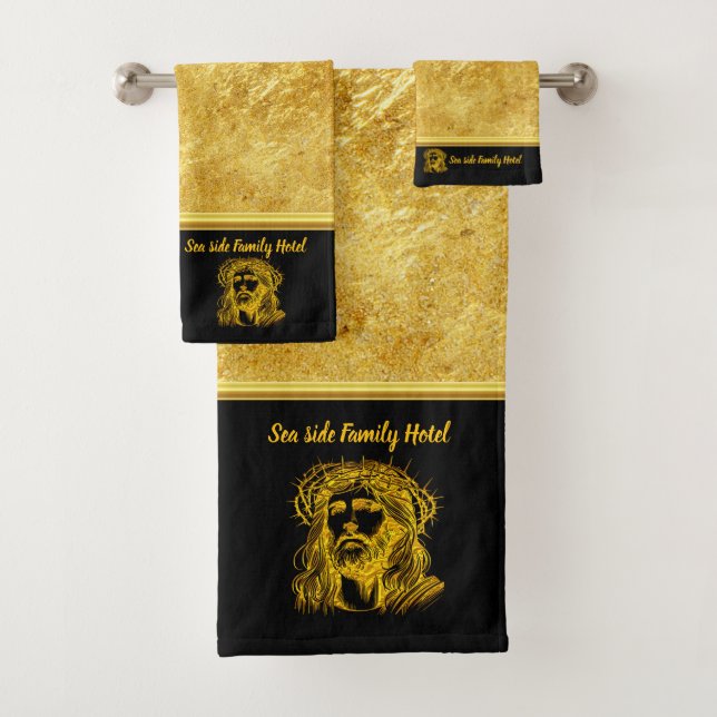  Jesus Gold Design for Seaside Hotel Bath Towel Set (Insitu)