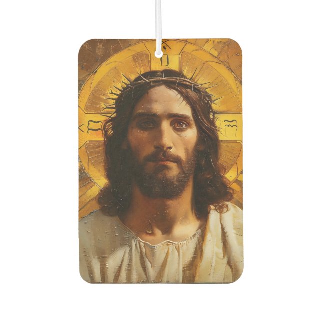 Jesus Gold Religious Air Freshener (Front)