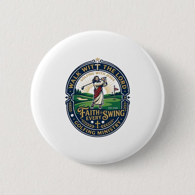 Jesus Golf Shirt Faith Based Design_1 2 Inch Round Button (Front)