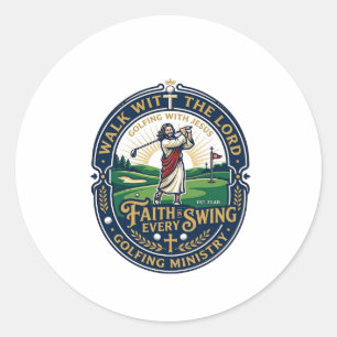 Jesus Golf Shirt Faith Based Design_1 Classic Round Sticker