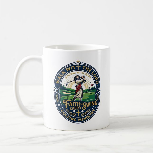 Jesus Golf Shirt Faith Based Design_1 Coffee Mug (Left)