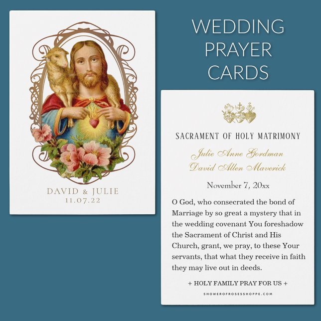 Jesus Good Shepherd Catholique Mariage Carte de pr (Jesus the Good Shepherd Catholic Wedding Prayer Cards)