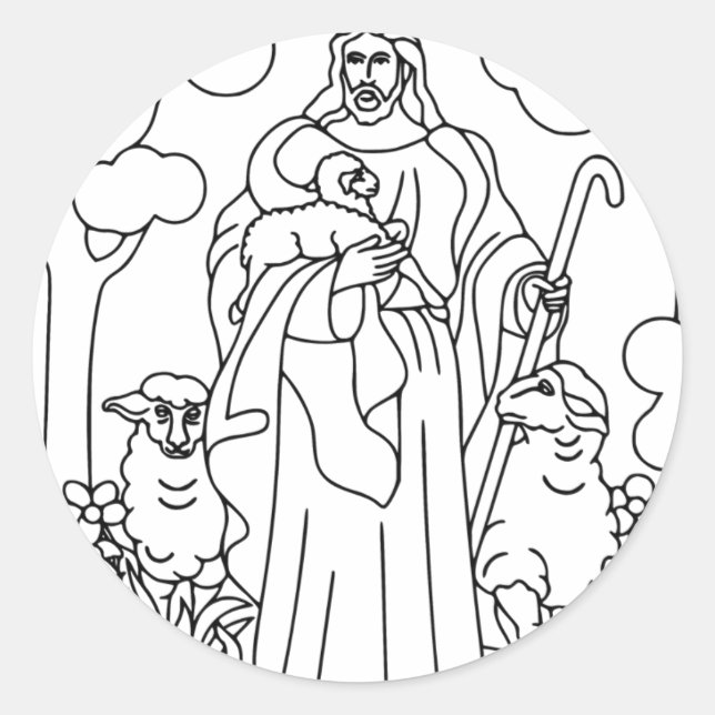 Jesus good shepherd classic round sticker (Front)