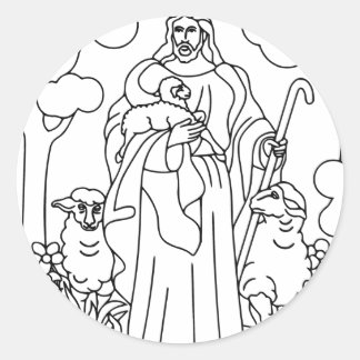 Jesus good shepherd classic round sticker