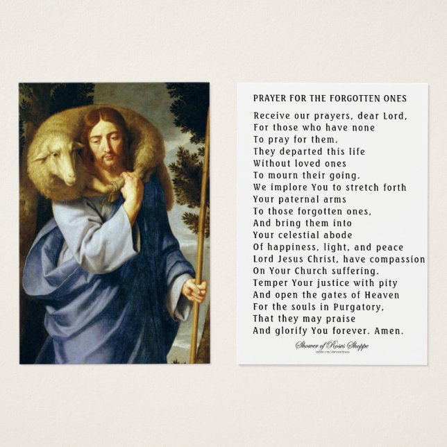 Jesus Good Shepherd Souls in Purgatory Prayer  (Front & Back)