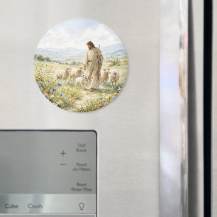 Jesus Good Shepherd Wildflower Watercolor Magnet