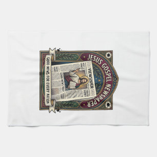 Jesus Gospel Newspaper Jesus Newspaper Christian F Kitchen Towel