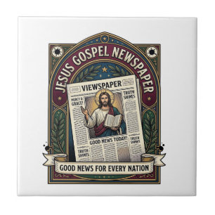 Jesus Gospel Newspaper Jesus Newspaper Christian F Tile