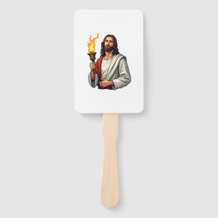 Jesus Gospel Torch Vintage Engraving Tee 2 Hand Fan