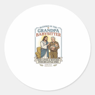 Jesus Grandparents Babysitting Humour Shirt Faith  Classic Round Sticker