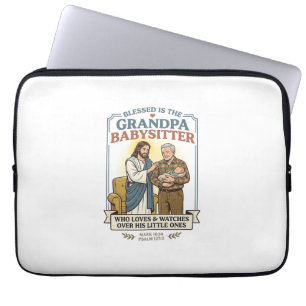 Jesus Grandparents Babysitting Humour Shirt Faith Laptop Sleeve