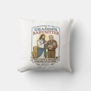 Jesus Grandparents Babysitting Humour Shirt Faith Throw Pillow