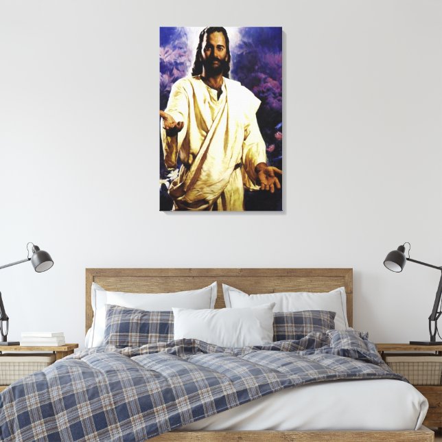 Jesus greeting you canvas print (Insitu(Bedroom))