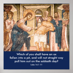 Jésus guérit l'homme avec Dropsy - Poster