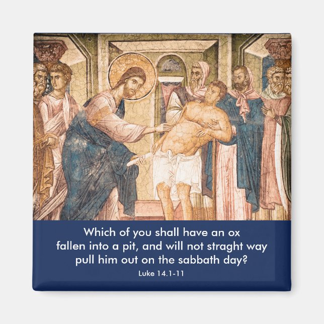 Jésus guérit MA avec Dropsie - Aimant (Devant)