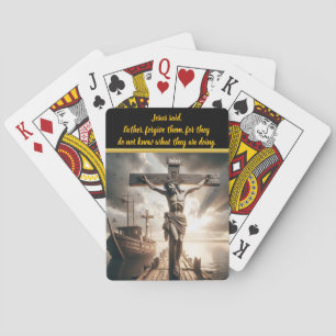 Jesus Hanging Above Calm Waters Scene Playing Cards