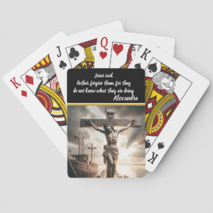 Jesus Hanging Above Calm Waters Scene Playing Cards
