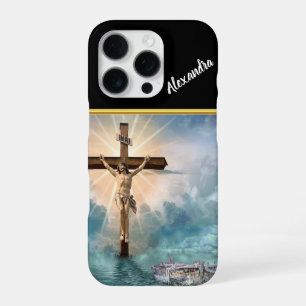 Jesus hanging from a christian crucifixion cross. iPhone 16 pro case