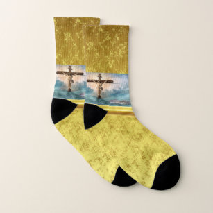 Jesus hanging from a christian crucifixion cross socks