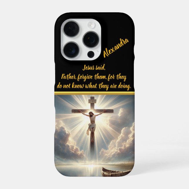 Jesus Hanging from Cross Over Waters iPhone Case (Back)