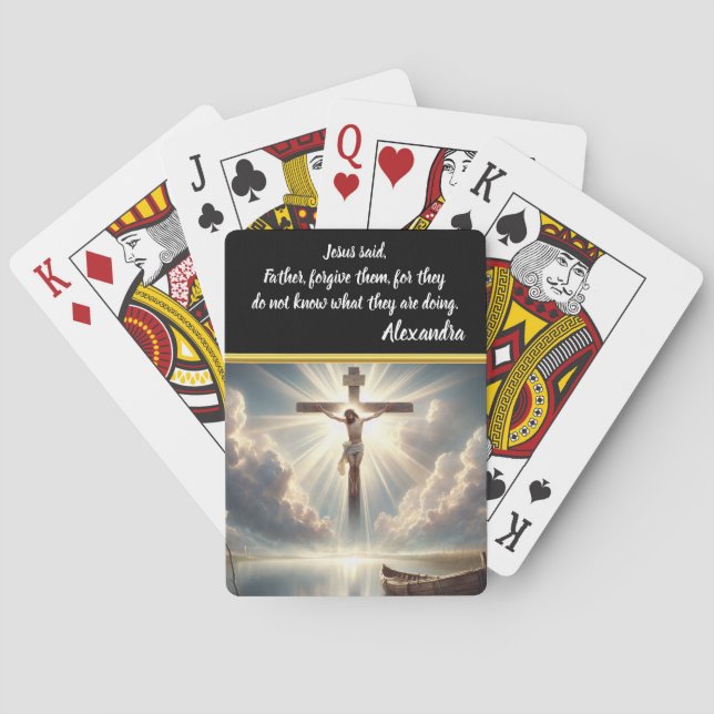 Jesus Hanging from Cross Over Waters Playing Cards (Back)