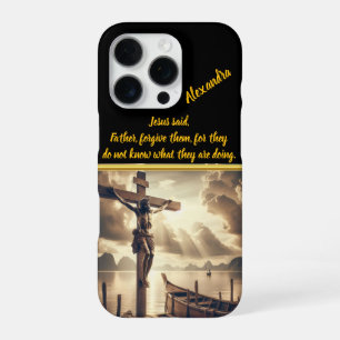 Jesus Hanging on Cross Above A Lake iPhone 16 Pro Case