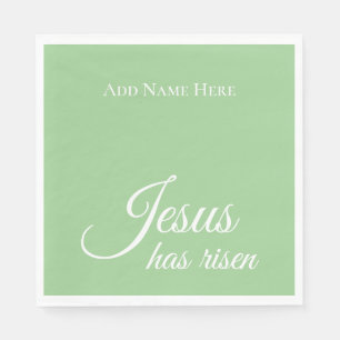 Jesus Has Risen Custom Green Christian Easter  Napkin