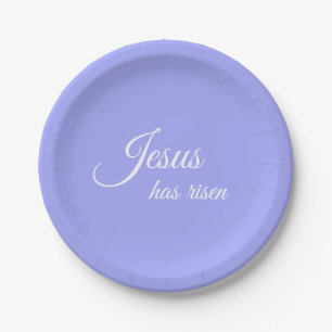 Jesus Has Risen Custom Purple Christian Easter Paper Plate