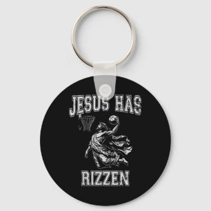 Jesus Has Rizzen Vintage 90s Funny Jesus Playing B Keychain
