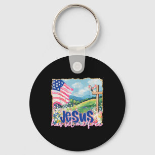 Jesus Has Set Me Free Christian Bible 4th Of July Keychain