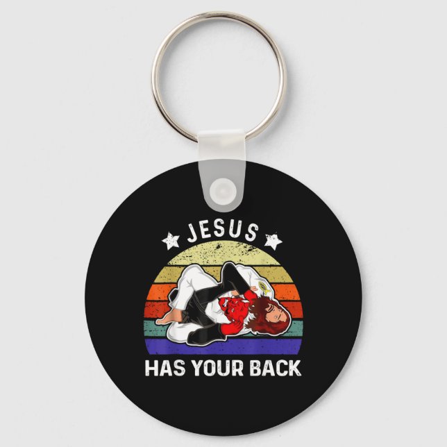 Jesus Has Your Back Jiu Jitsu Grappling vs Devil Keychain (Front)