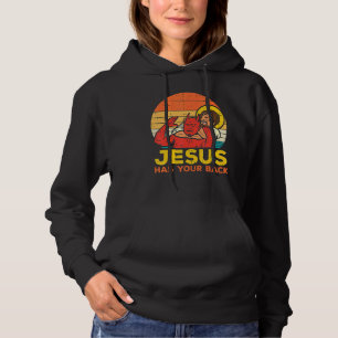 Jesus Has Your Back Jiu Jitsu Retro Christian Men Hoodie