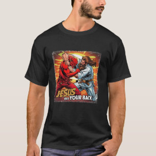 Jesus Has Your Back Jiu Jitsu Retro Christian Men T-Shirt
