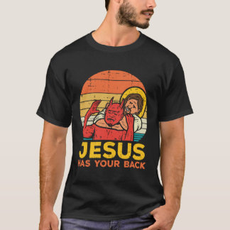 Jesus Has Your Back Jiu Jitsu Retro Christian Men  T-Shirt