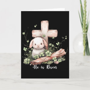 Jesus He Is Risen Cross Lamb Thorn Crown Easter Card