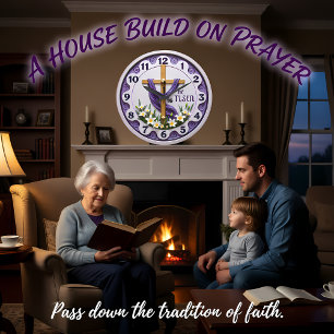 Jesus He Is Risen Purple Large Clock