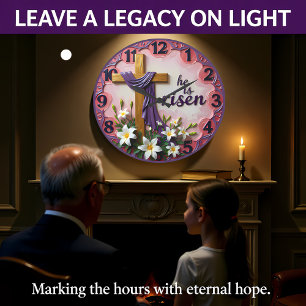 Jesus He Is Risen Textured Large Clock