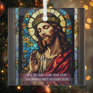 Jesus Healer of Poor Religious Christmas Quote  Glass Ornament