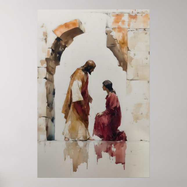 Jesus Healing Print Minimalist Bible Miracle (Front)