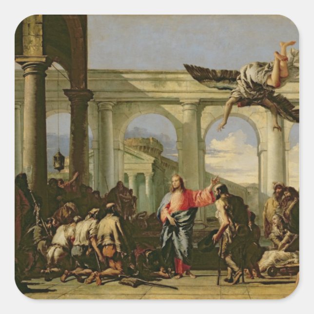Jesus Healing the Paralytic at the Pool Square Sticker (Front)
