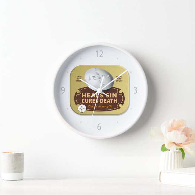 Jesus Heals Cures Pill - Funny Christian Faith  Clock (Home)