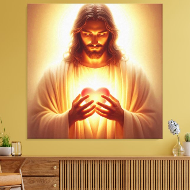 Jesus Heart in My Hands Canvas Print Picture 1 (Insitu(LivingRoom))