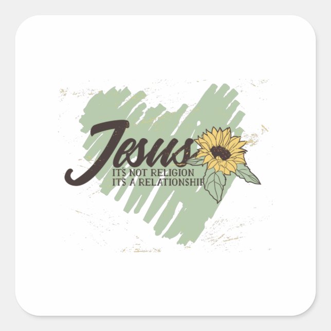 Jesus heart square sticker (Front)