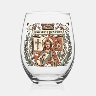 Jesus Heraldry Coat Of Arms Jesus Heraldry Coat Ar Stemless Wine Glass