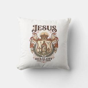 Jesus Heraldry Coat Of Arms Jesus Heraldry Coat Ar Throw Pillow