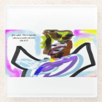 jesus here  glass coaster