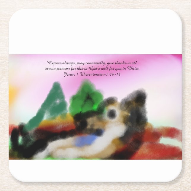 jesus here  square paper coaster (Front)