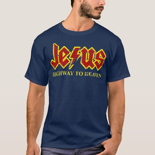 Jesus Highway To Heaven Funny Christian T-Shirt (Front)