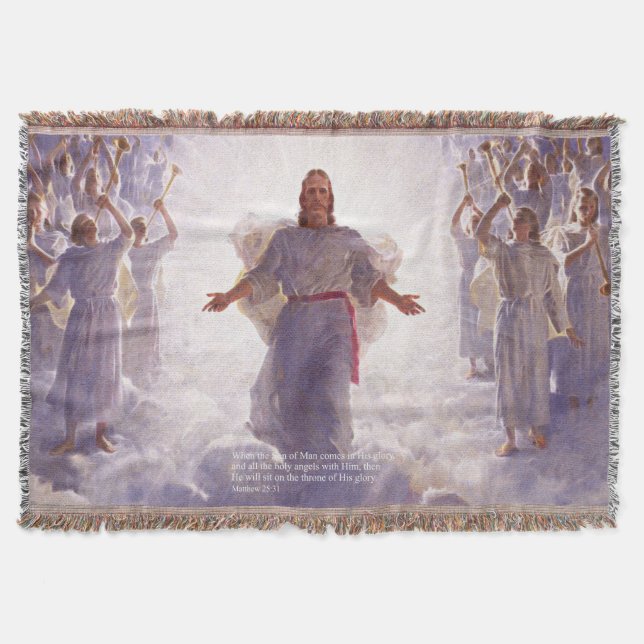Jesus & his Angels Throw Blanket (Front)